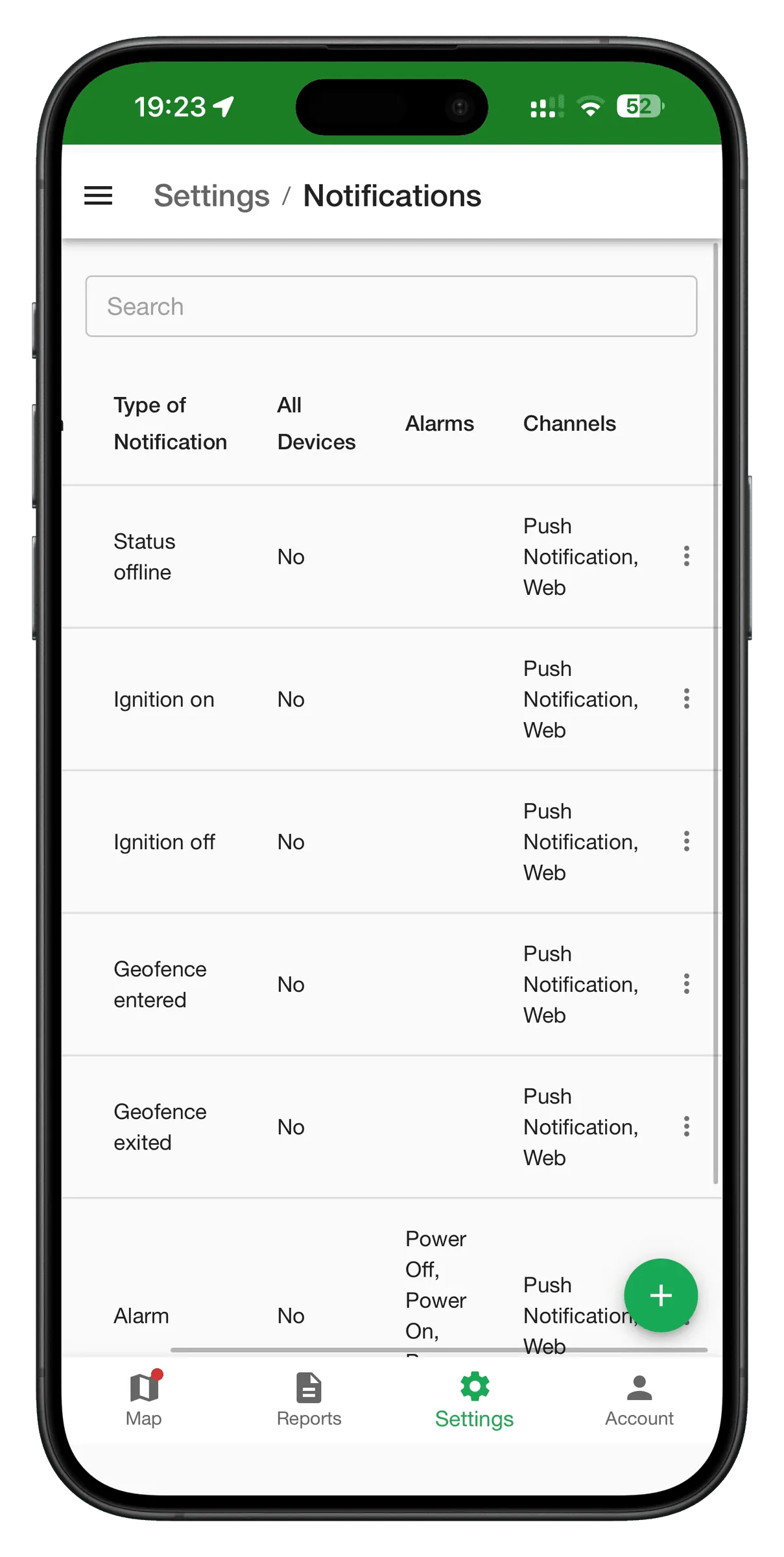 Alerts & Notifications - Wegashine app on a phone