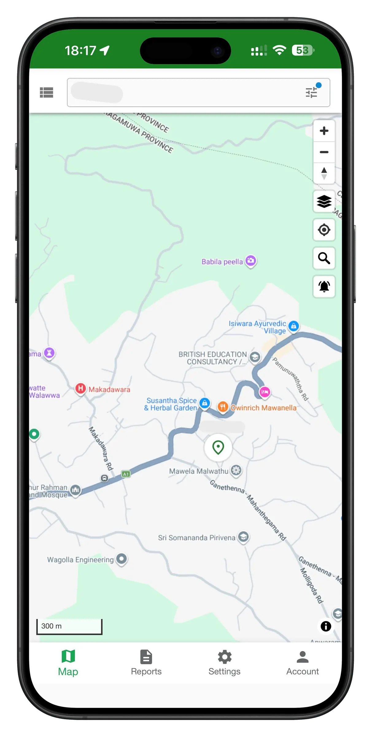 Live Tracking - Wegashine app on a phone