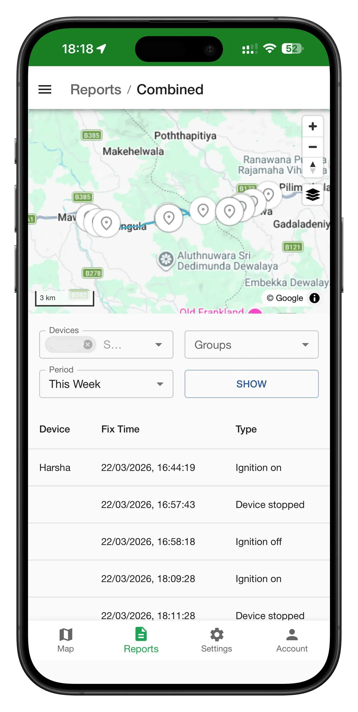 Reports & Analytics - Wegashine app on a phone
